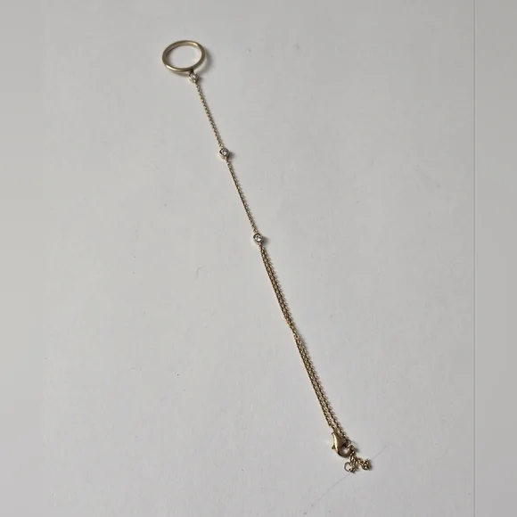 Gold Sterling Silver 925 Slave Chain Bracelet With Ring - Picture 7 of 11